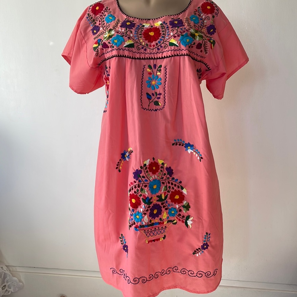 Multi color Hand embroidered Womens DRESS size MEDIUM - Picture 1 of 16